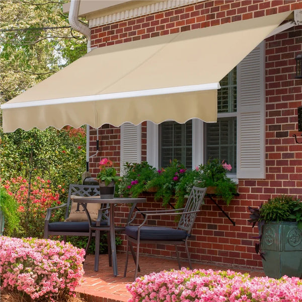 Fabric Beige Cover Retractable Patio Awning